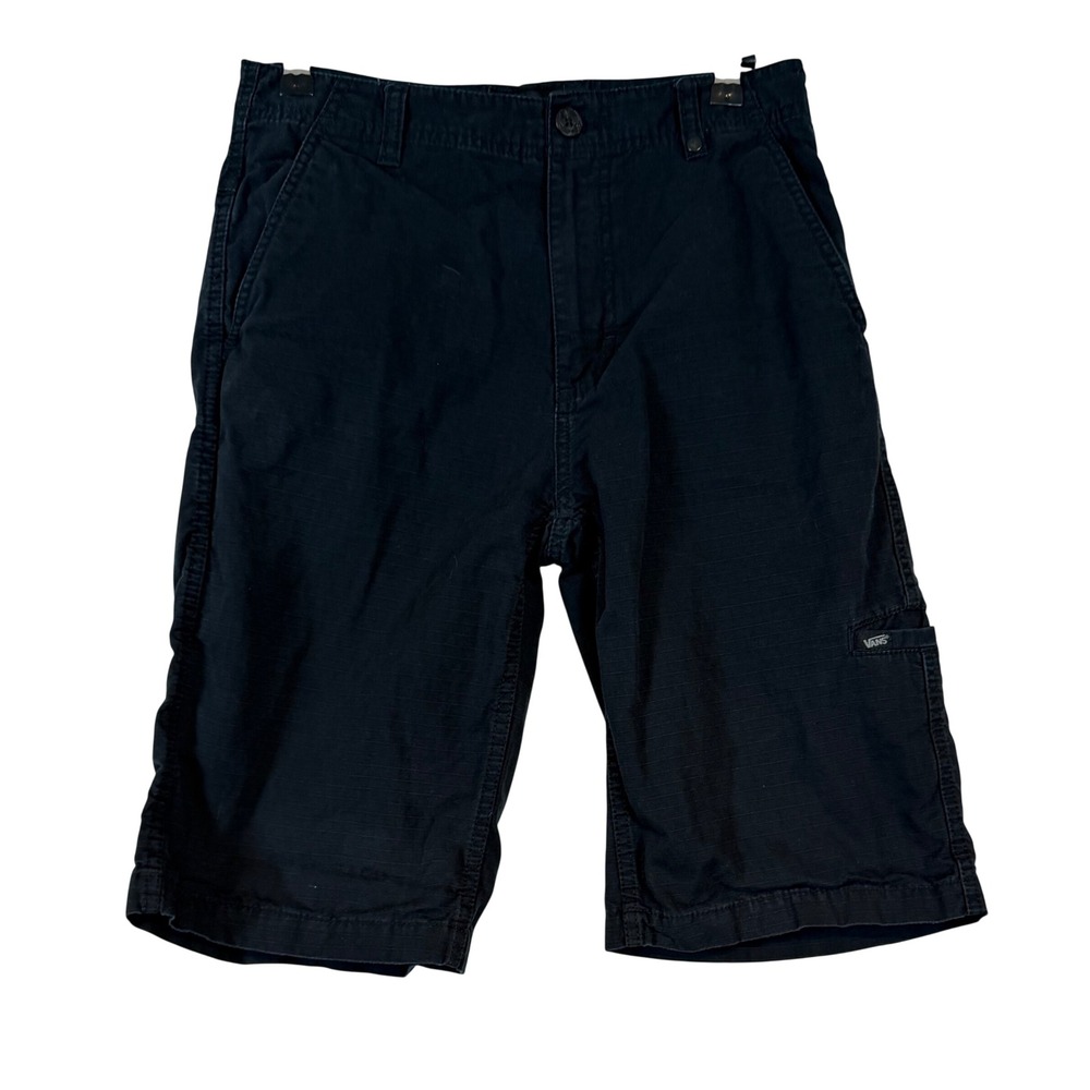 Vans Boys Black Ripstop Cargo Shorts •16• Skate Utility Pockets Gorpcore Skate